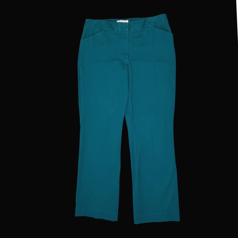 Talbots Heritage Petite Teal Blue Cotton Stretch Straight Leg Pants 8P IN3028